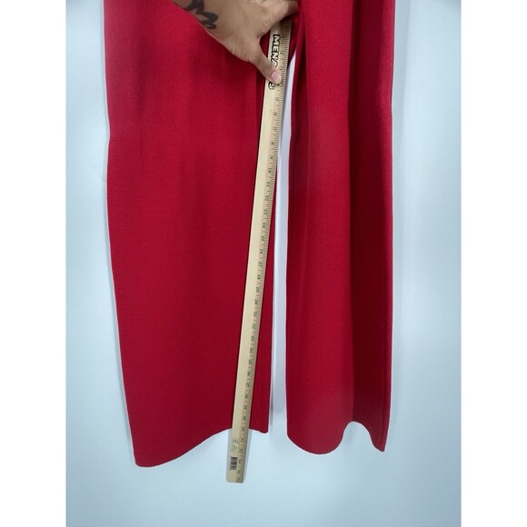 St. John Collection Red Wool Blend Knit Holiday High Waist Wide Leg Pants Sz XL - Picture 9 of 12